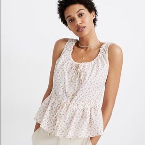 NWT Madewell Floral Drawstring Tank - Cream, XL